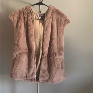 Patagonia Faux Fur Zippered Hoodie Vest